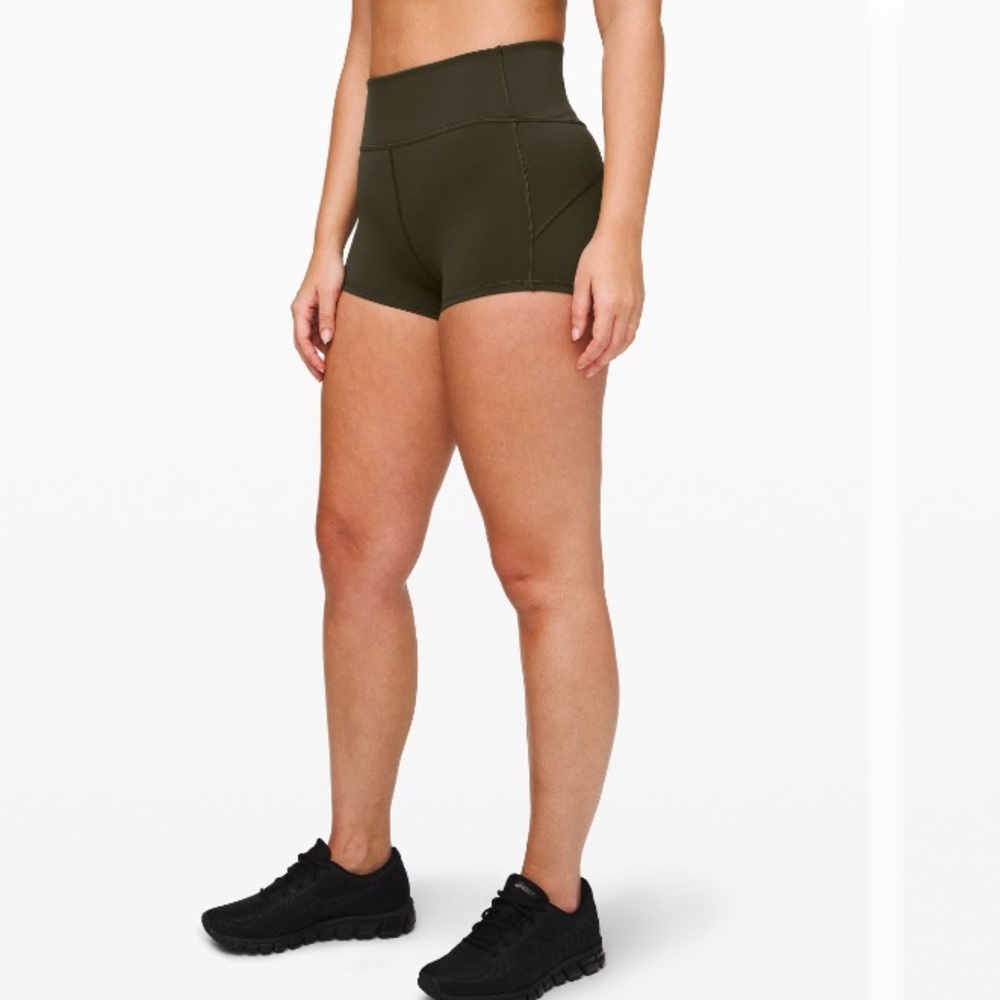 Lululemon Athletica In Movement 2.5” Everluxe High Waist Green Shorts